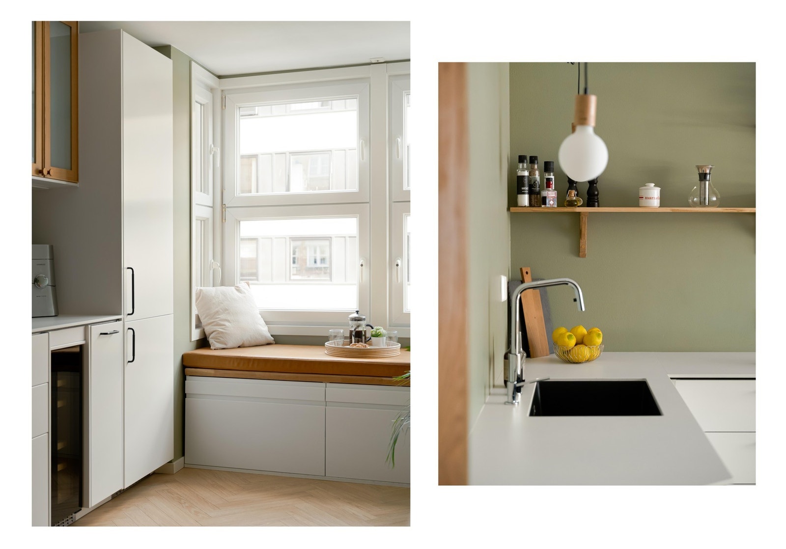 Legg merke til at vinduene stikker litt ut fra kjøkkenet. Noe som gir et superhyggelig hjørne til å nyte morgenkaffen! Galleribilde