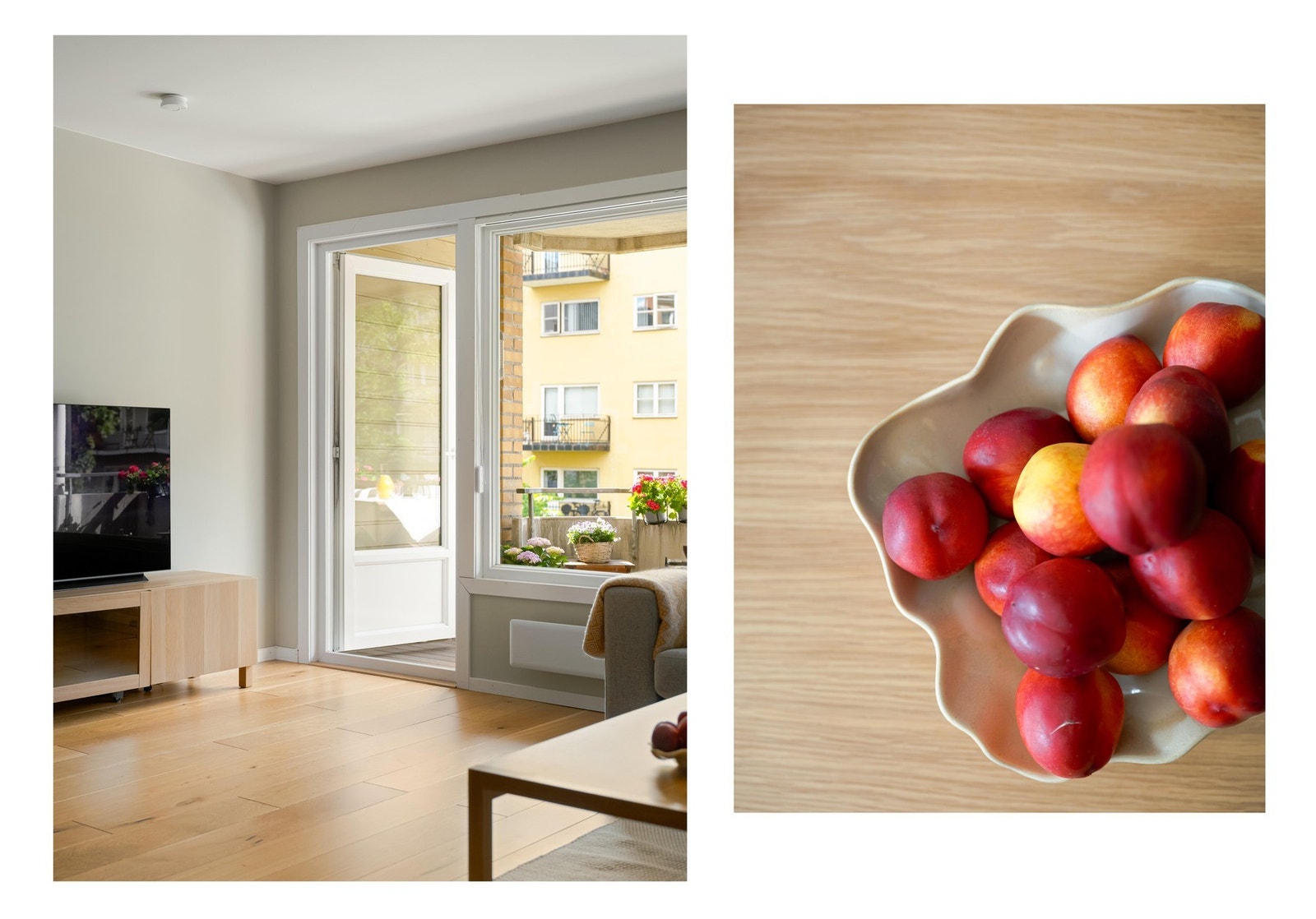 Vi tar en tur ut på balkongen som har utgang fra stuen. Galleribilde