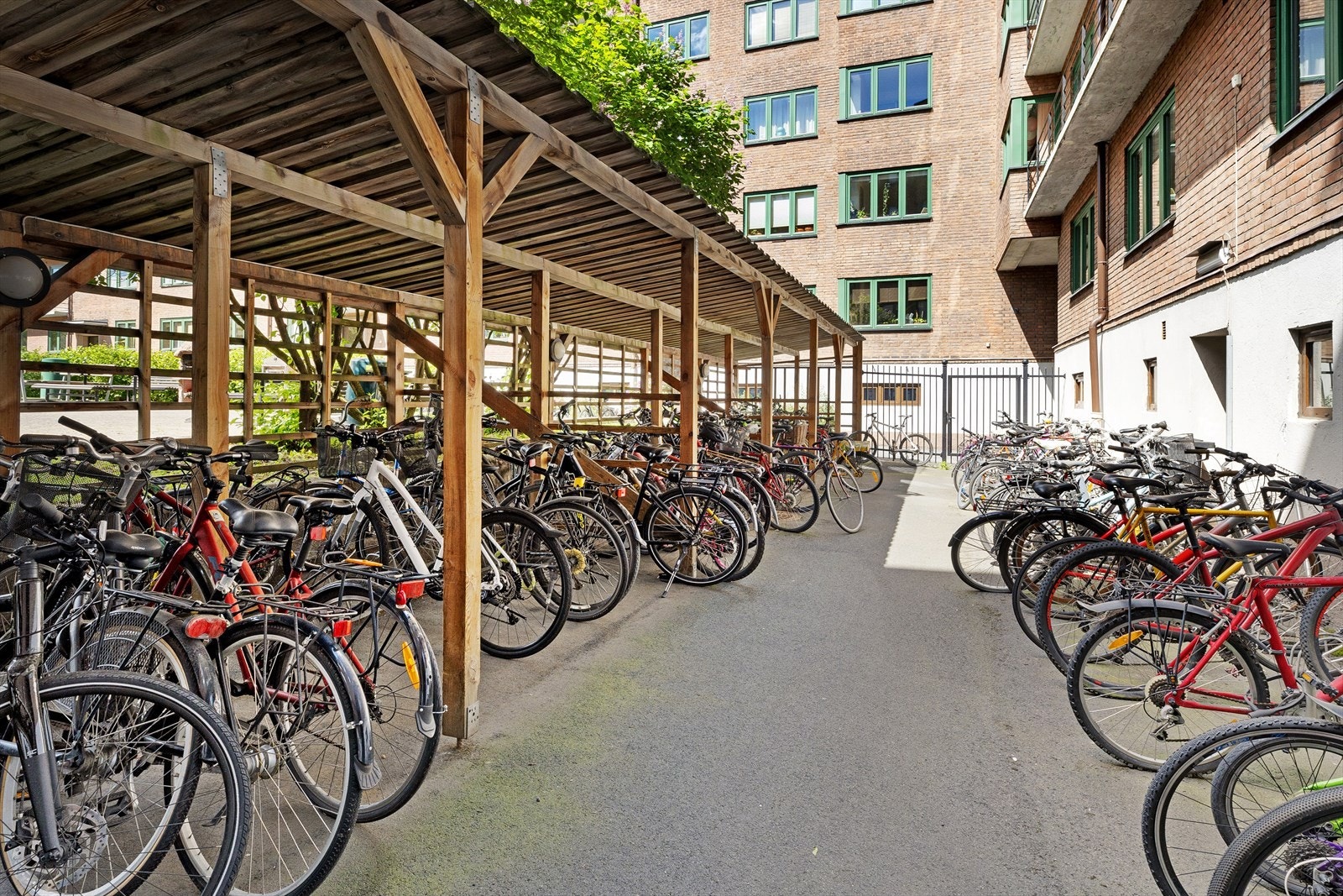 Samt stor sykkelparkering i bakgård. Galleribilde