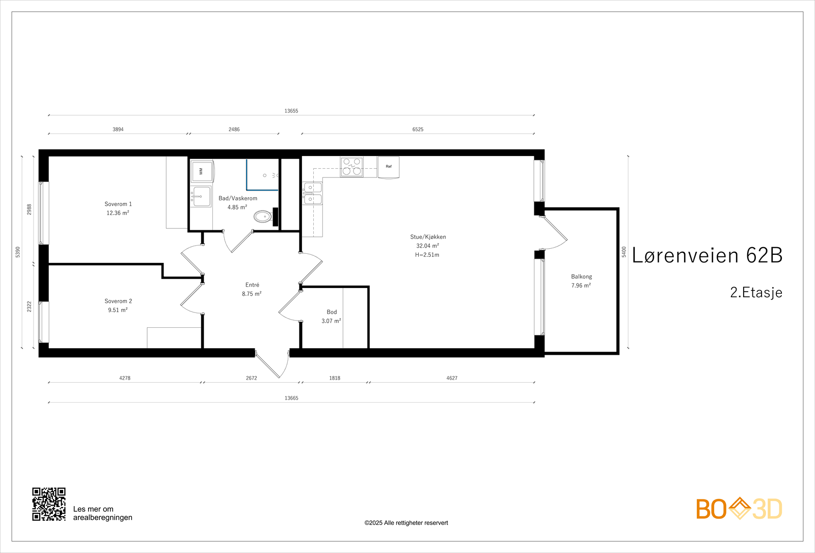 Målsatt plantegning. Galleribilde