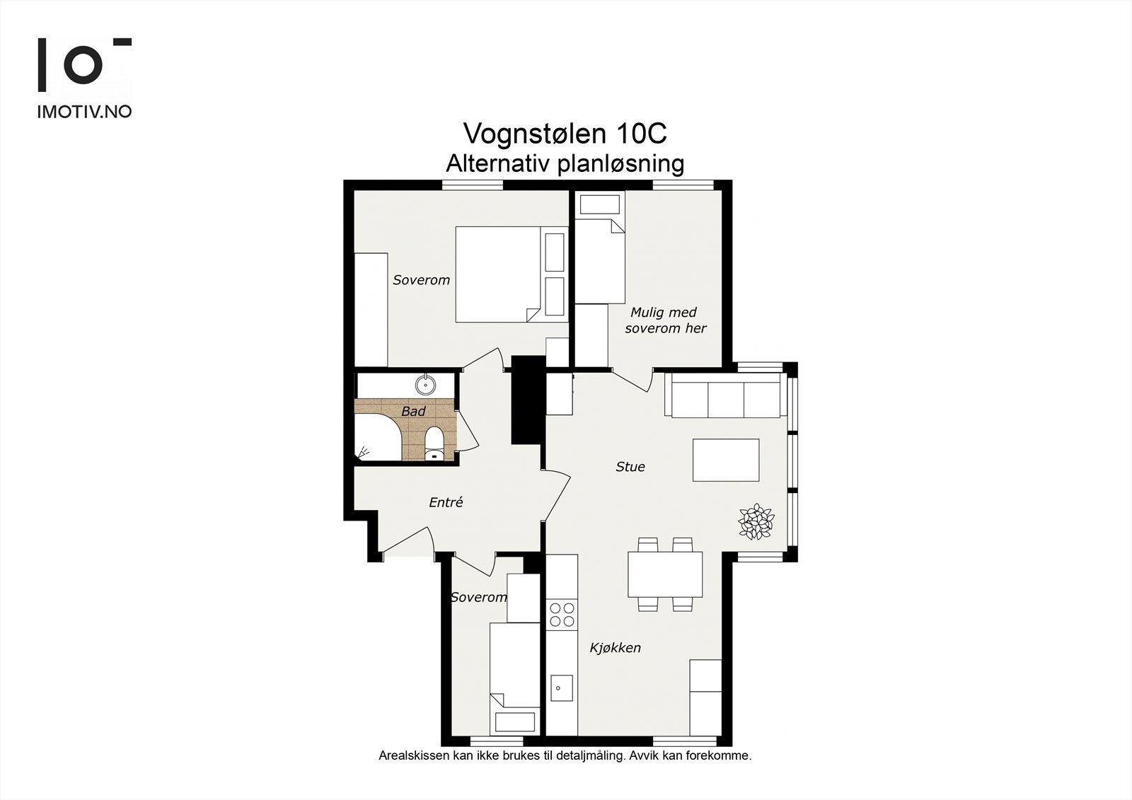- Alternativ plantegning med ekstra soverom - Galleribilde