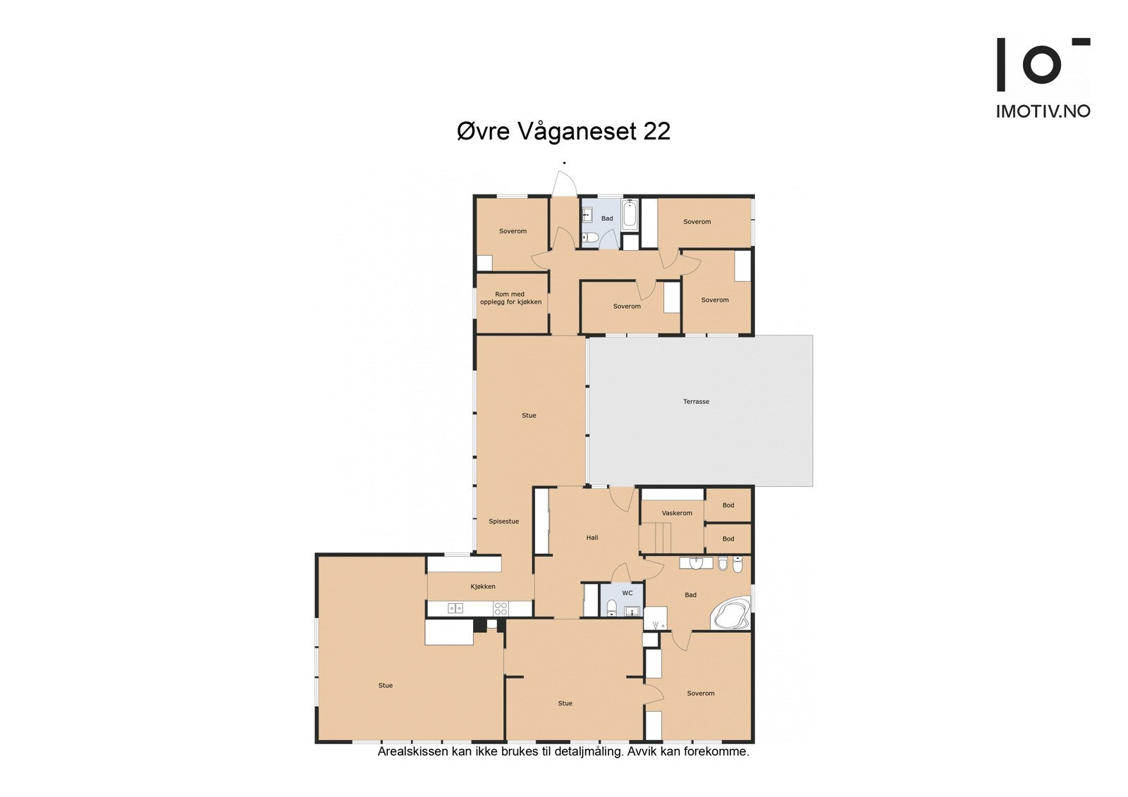 Plantegning over boligen, alt på ett plan. Galleribilde