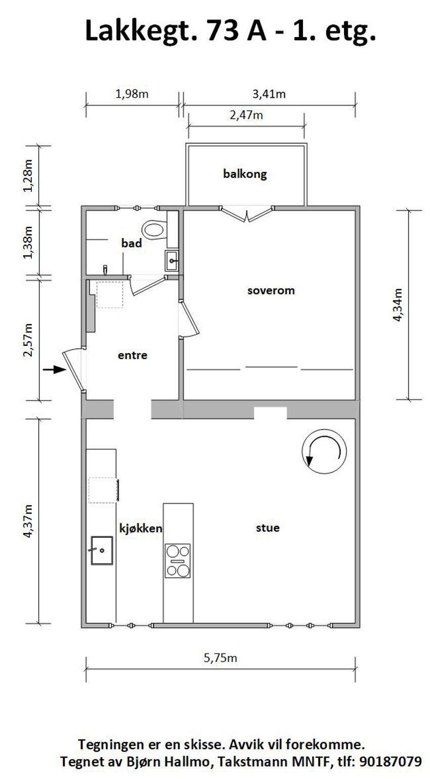 - Plantegning med mål 1. etasje - Galleribilde
