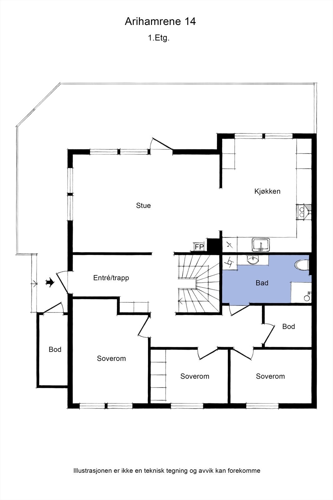 Plantegning 1 etasje. Galleribilde