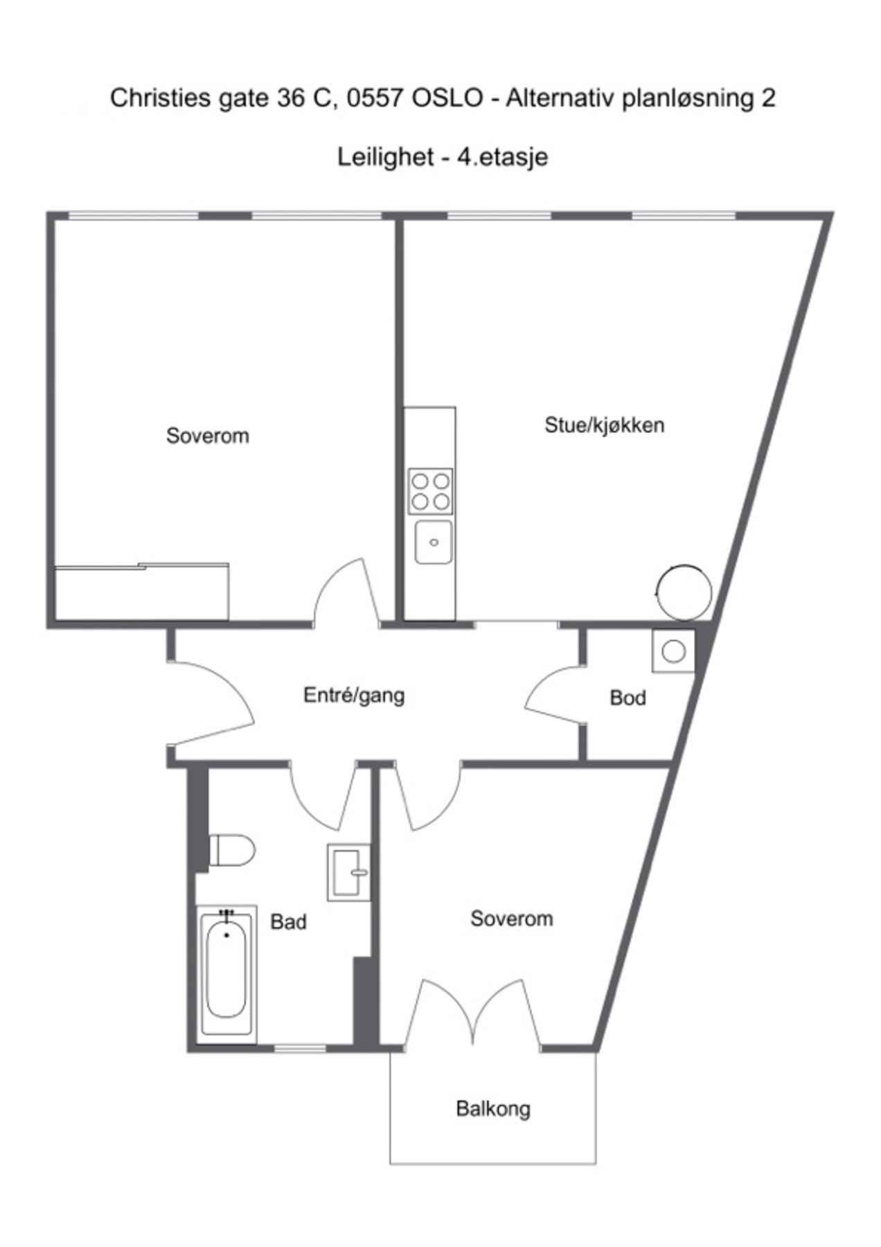 Forslag til alternativ planskisse. Ny eier må selv undersøke om endringen kan gjennomføres. Galleribilde