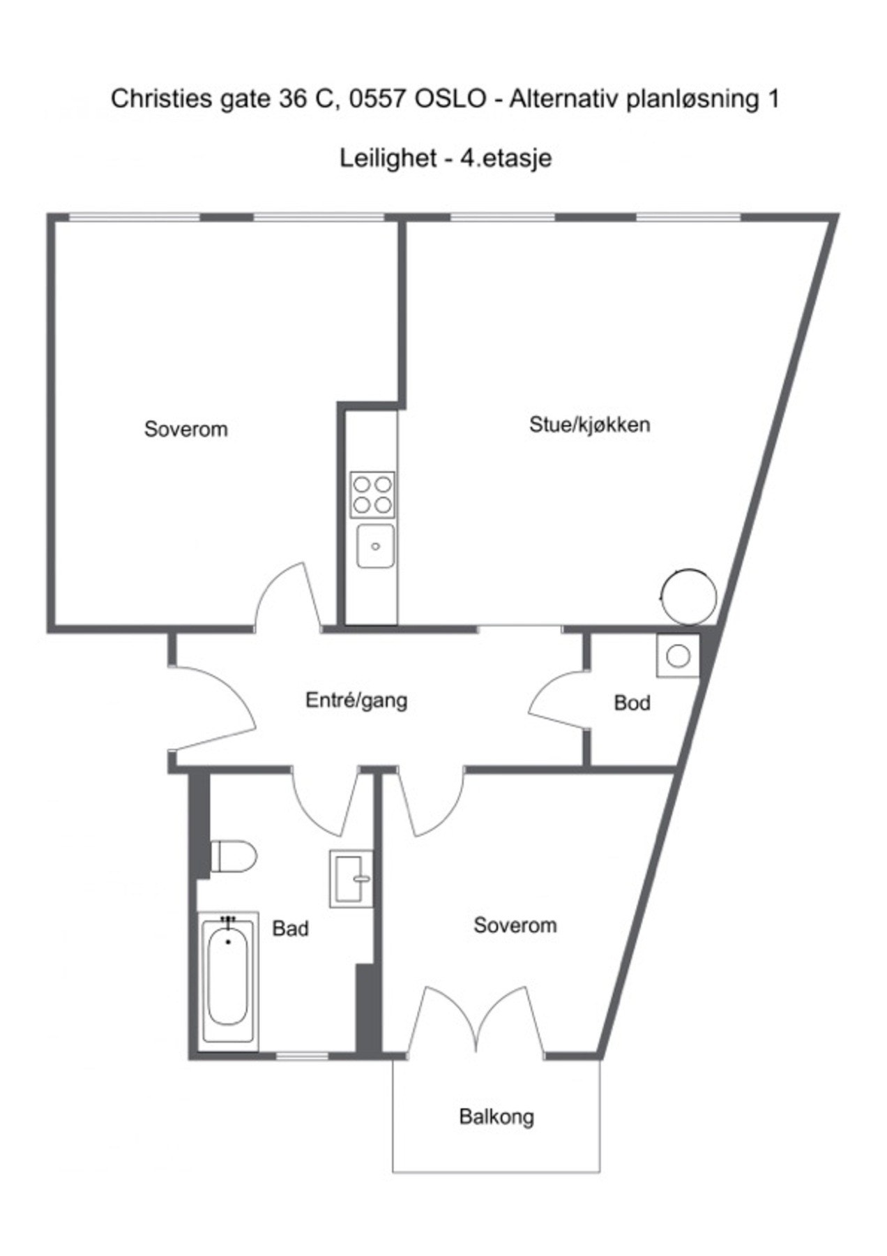 Forslag til alternativ planskisse. Ny eier må selv undersøke om endringen kan gjennomføres. Galleribilde