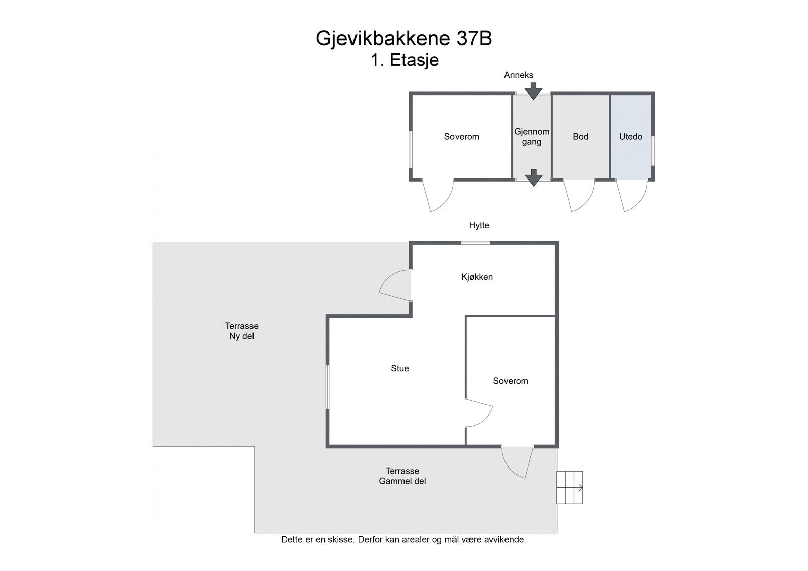 Plantegning hytte og anneks Galleribilde