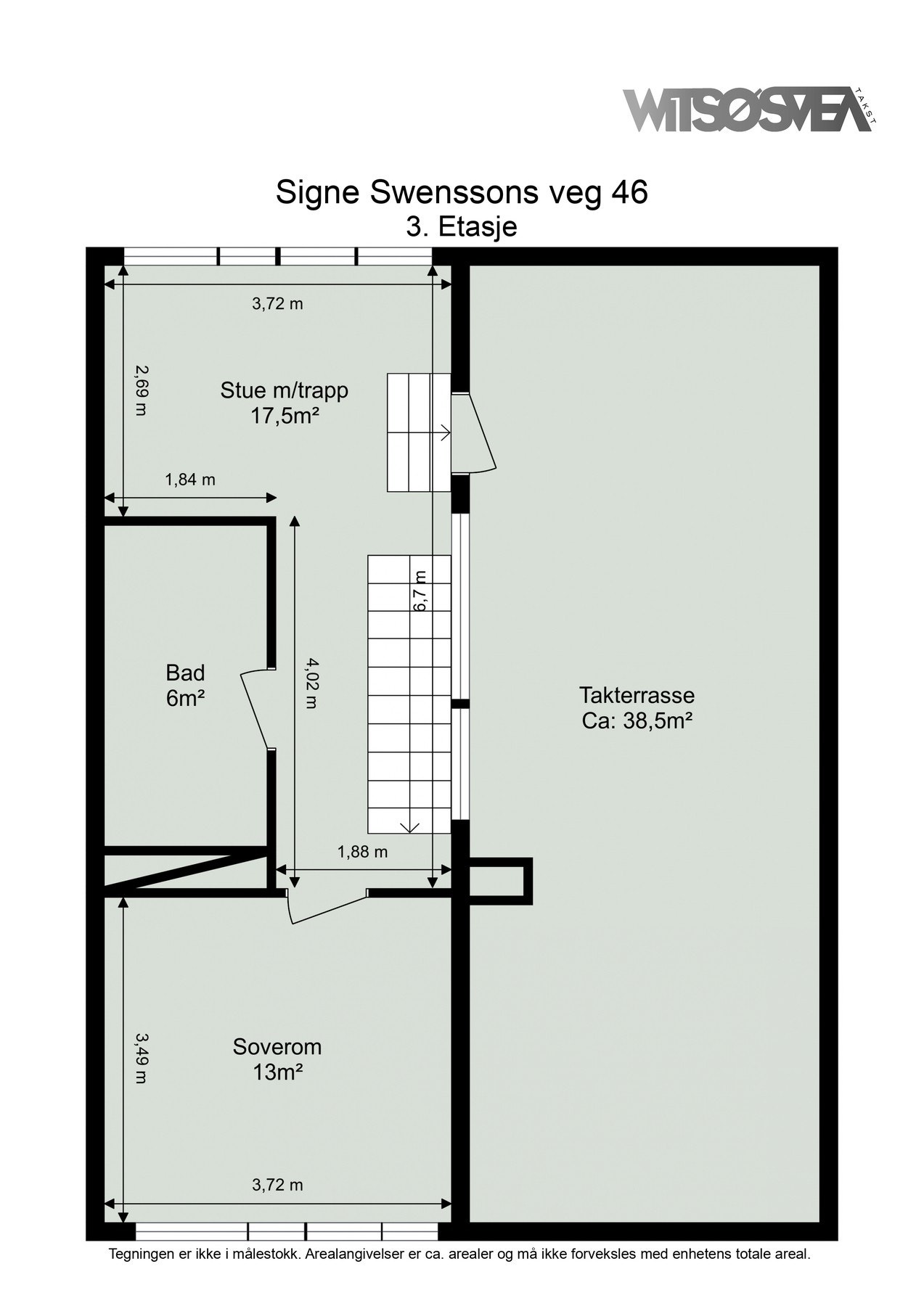 Perfekt til overnattingsbesøk eller større samlinger. Utgang til en enorm takterrasse med sol store deler av dagen. Galleribilde