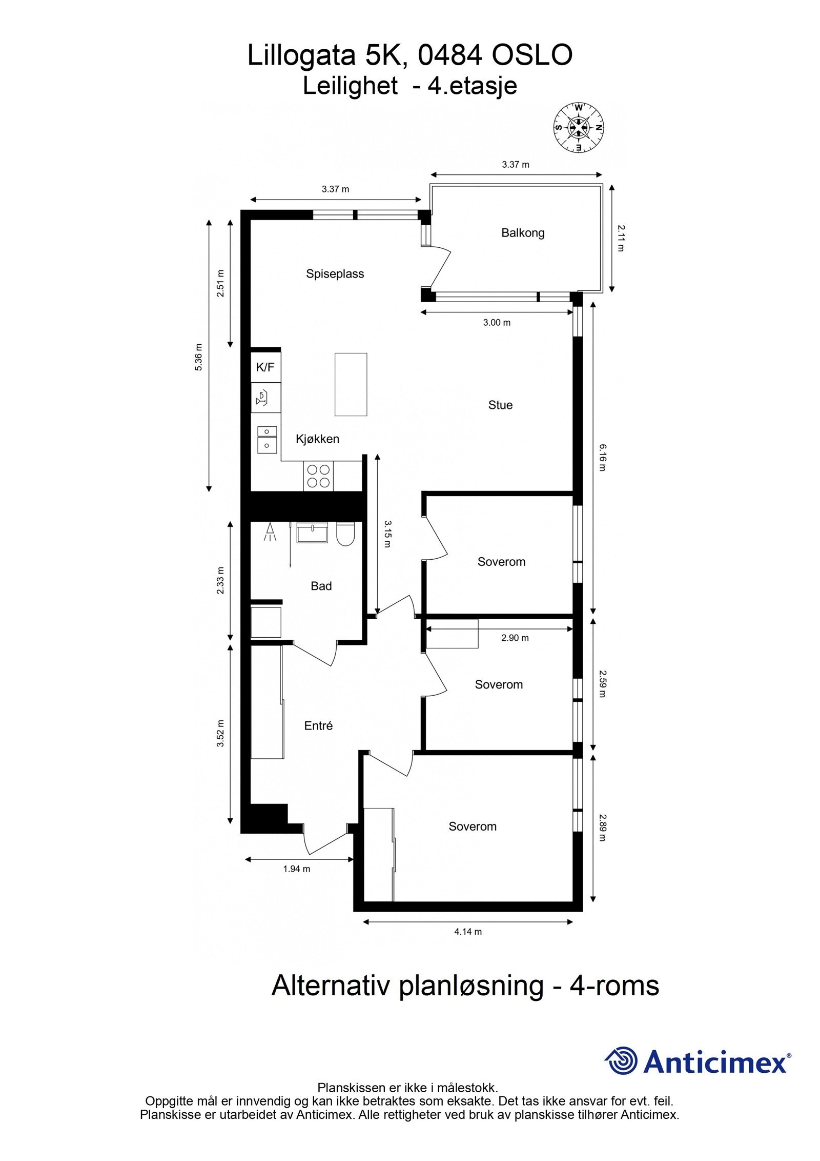 Alternativ plantegning. Det er mulighet å etablere et ekstra soverom i stuedelen. Galleribilde
