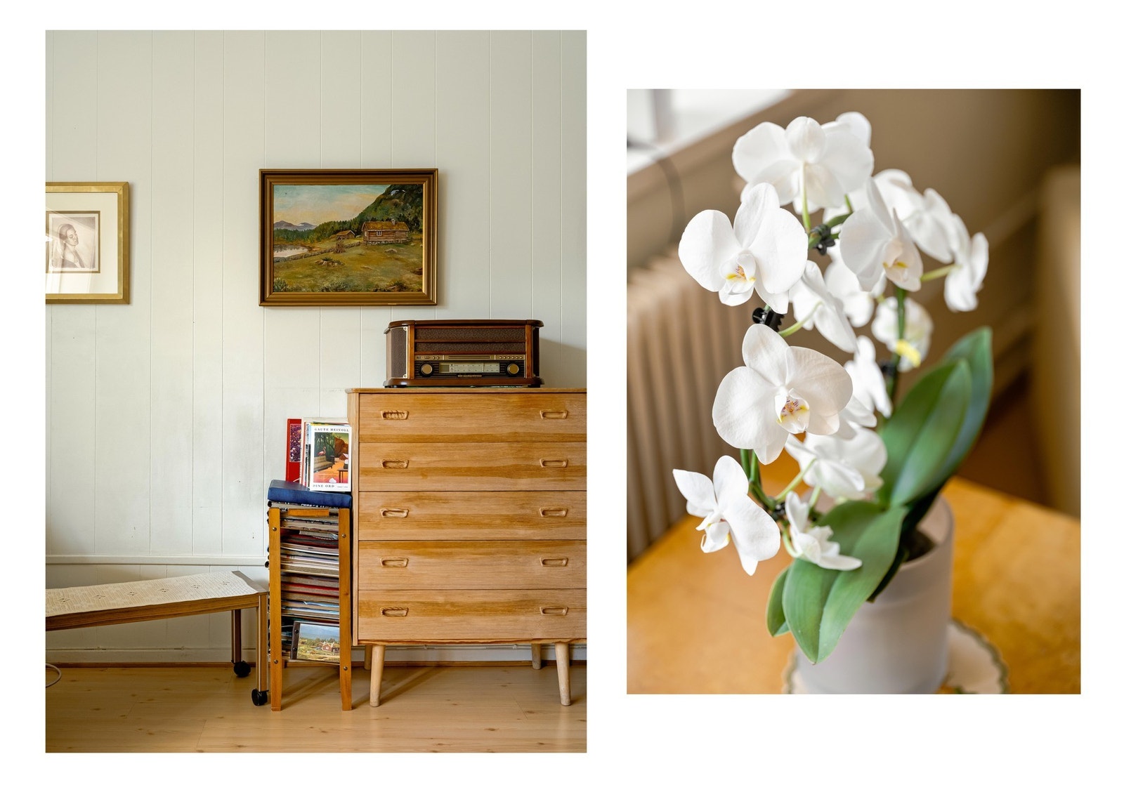 Boligen er malt i lyse duse farger og har et pent parkettgulv. Galleribilde