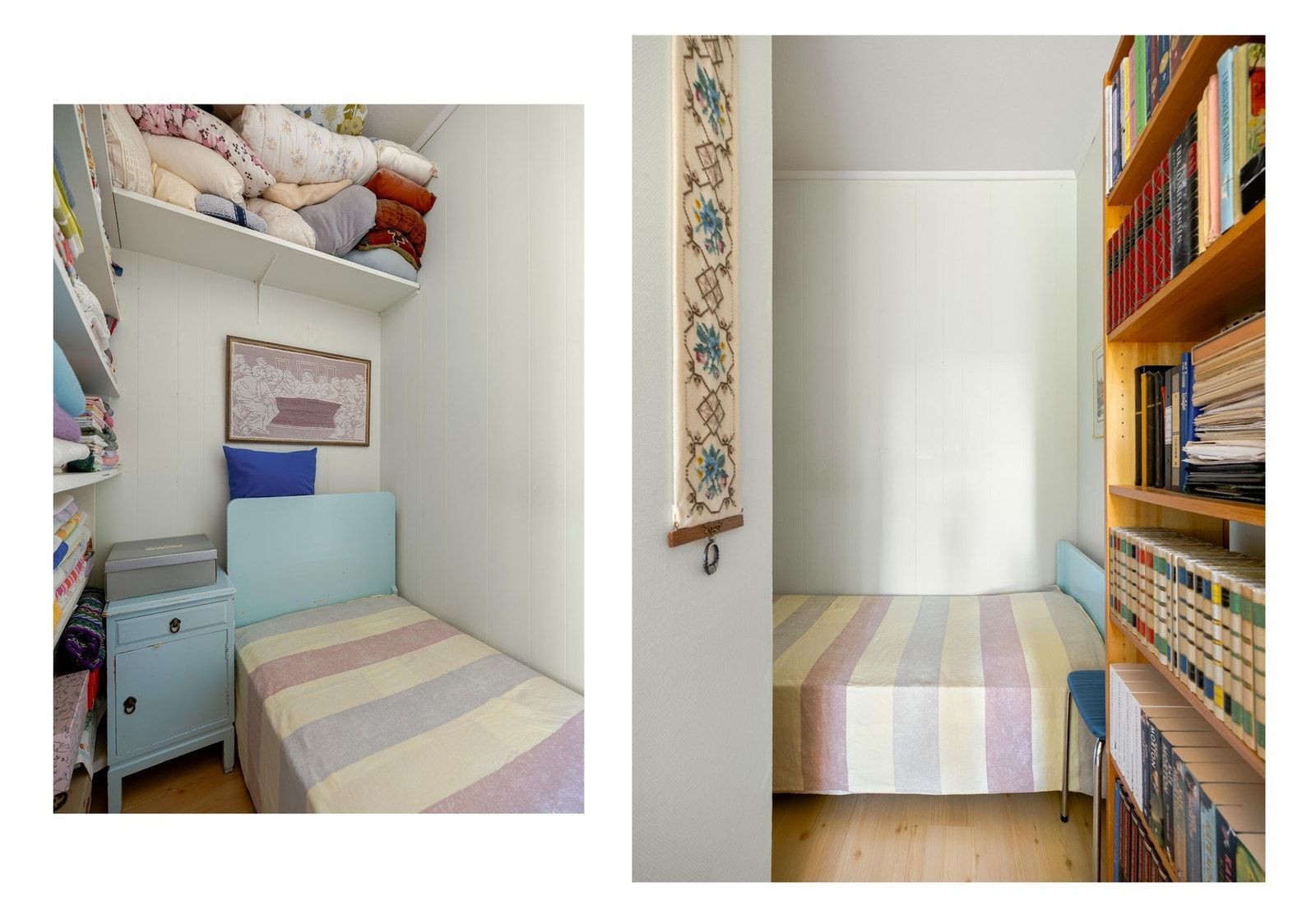 I bakkant av stuen er det laget en sovealkove med mye oppbevaringsplass. Galleribilde