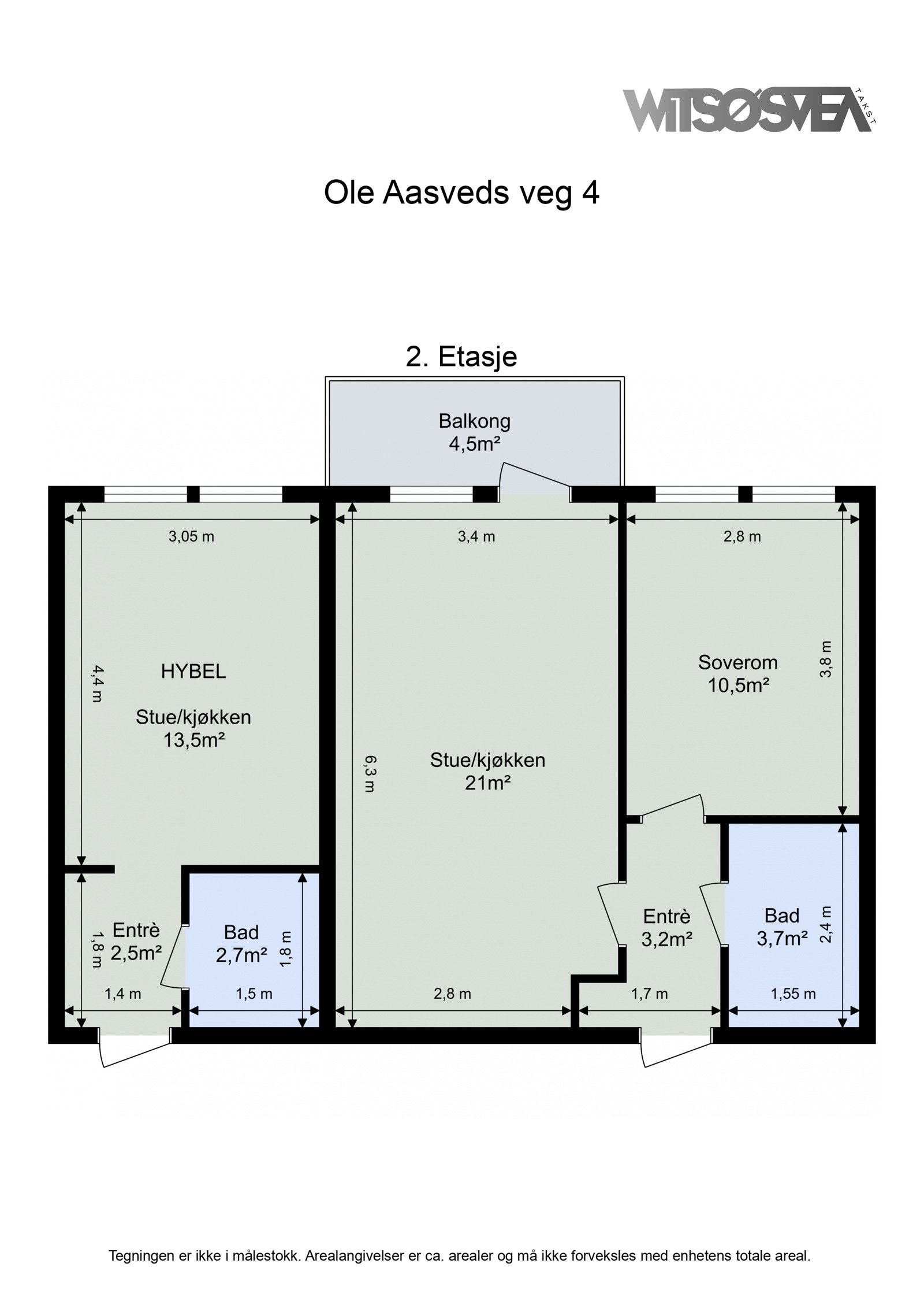 Planskisse 2. etg fra takstmann. Galleribilde