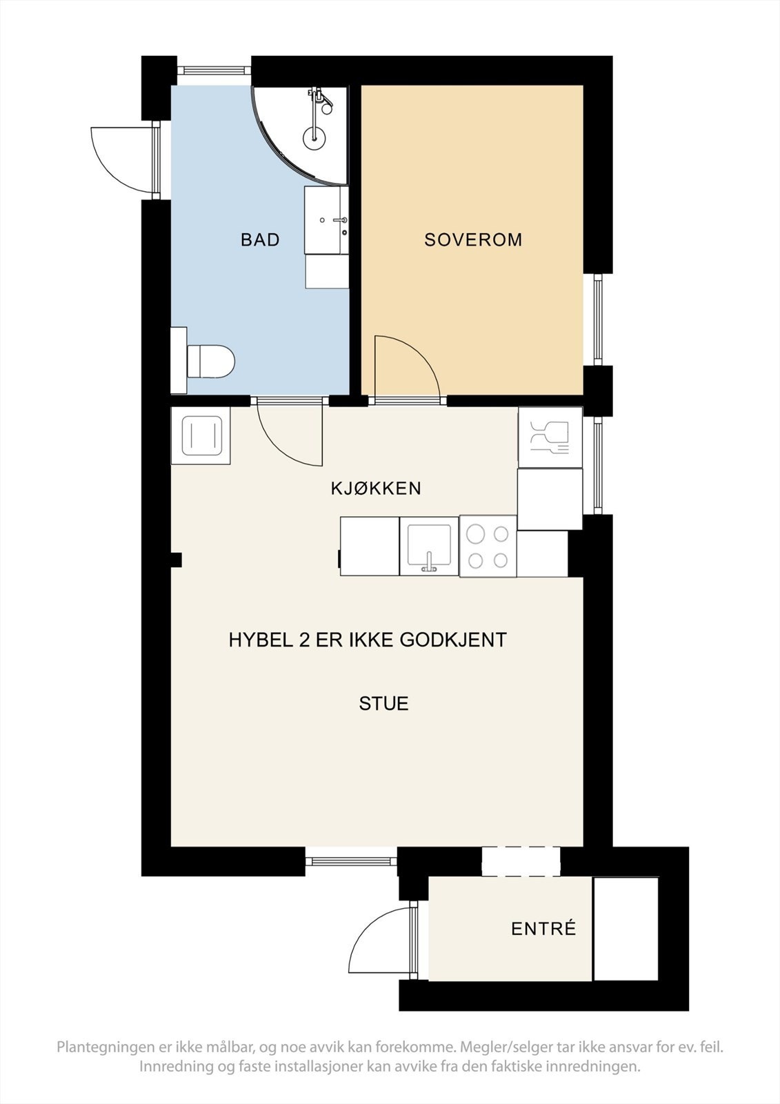 Plantegning hybel 2. Galleribilde