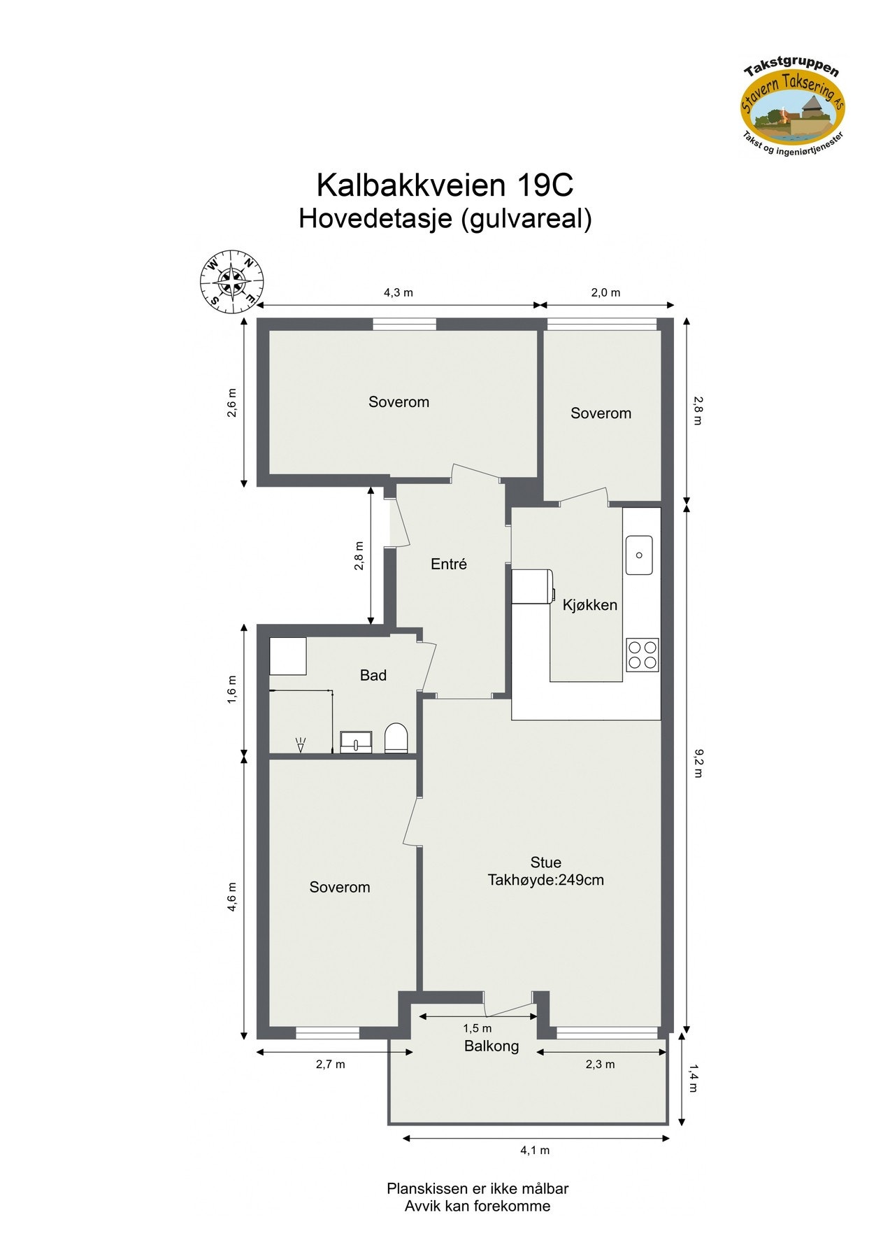 Oppmålt planløsning Galleribilde