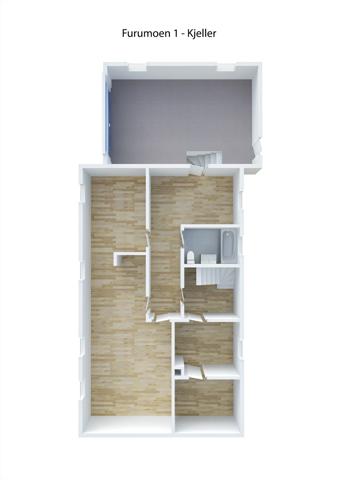 Det gjøres oppmerksom på at selv om underetasjen har innredede rom, så foreligger det ikke tegninger på disse hos kommunen. Megler kan derfor ikke anse rommene i kjelleretasjen som godkjente til oppholdsrom. Galleribilde