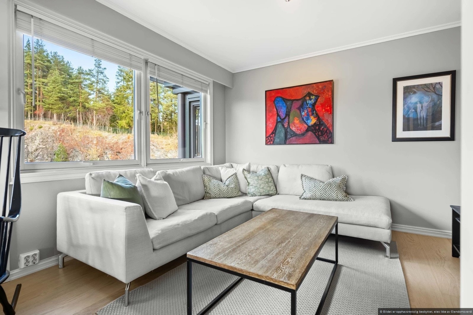 Egen liten avdeling i stuen til tv-krok. Sofa, bord, TV bord og TV kan medfølge leieforholdet, Galleribilde