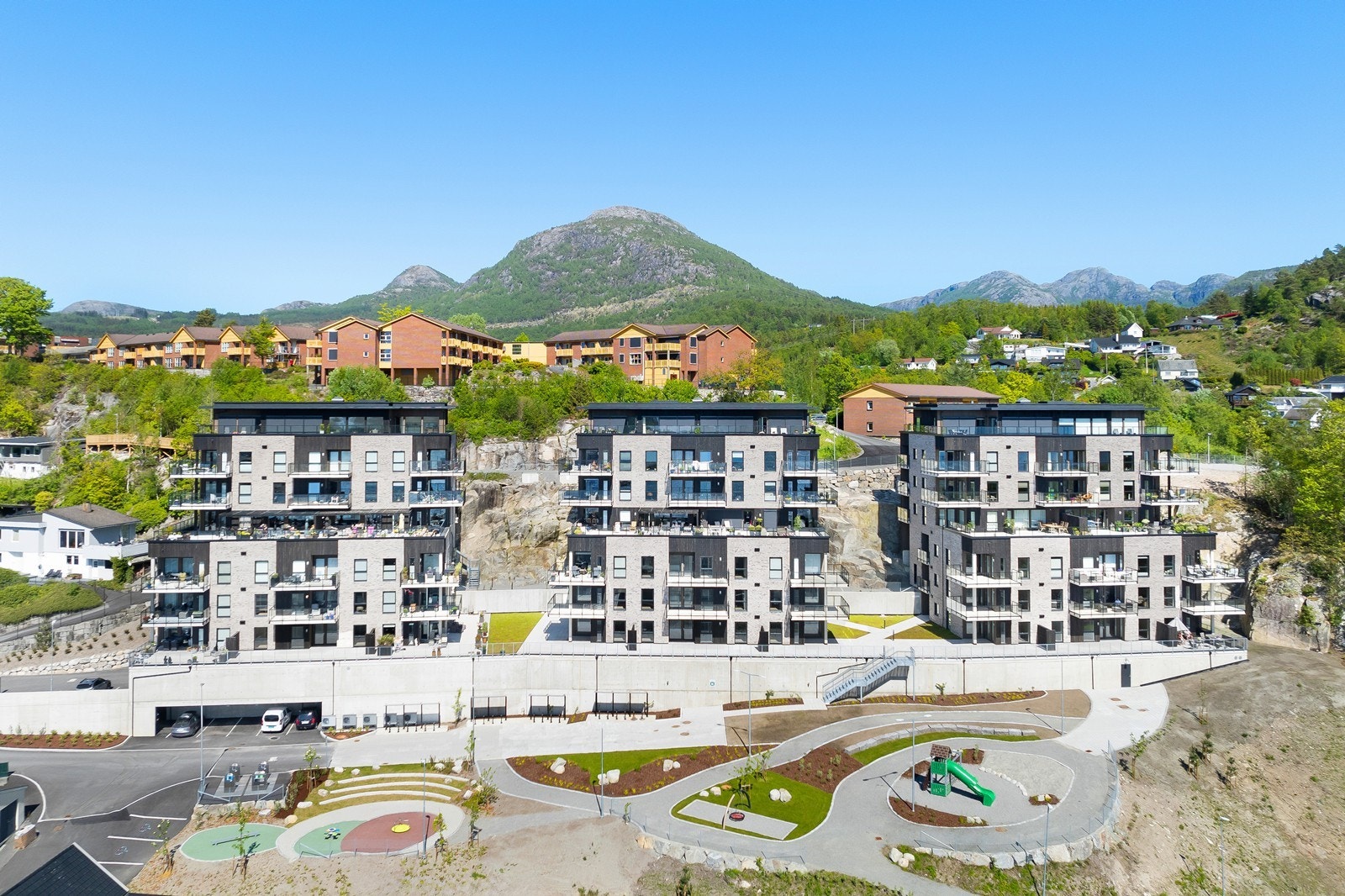 Her er det stort fokus på et godt bomiljø med Heime-app hvor beboerne kan opprette og delta på sosiale arrangementer Galleribilde