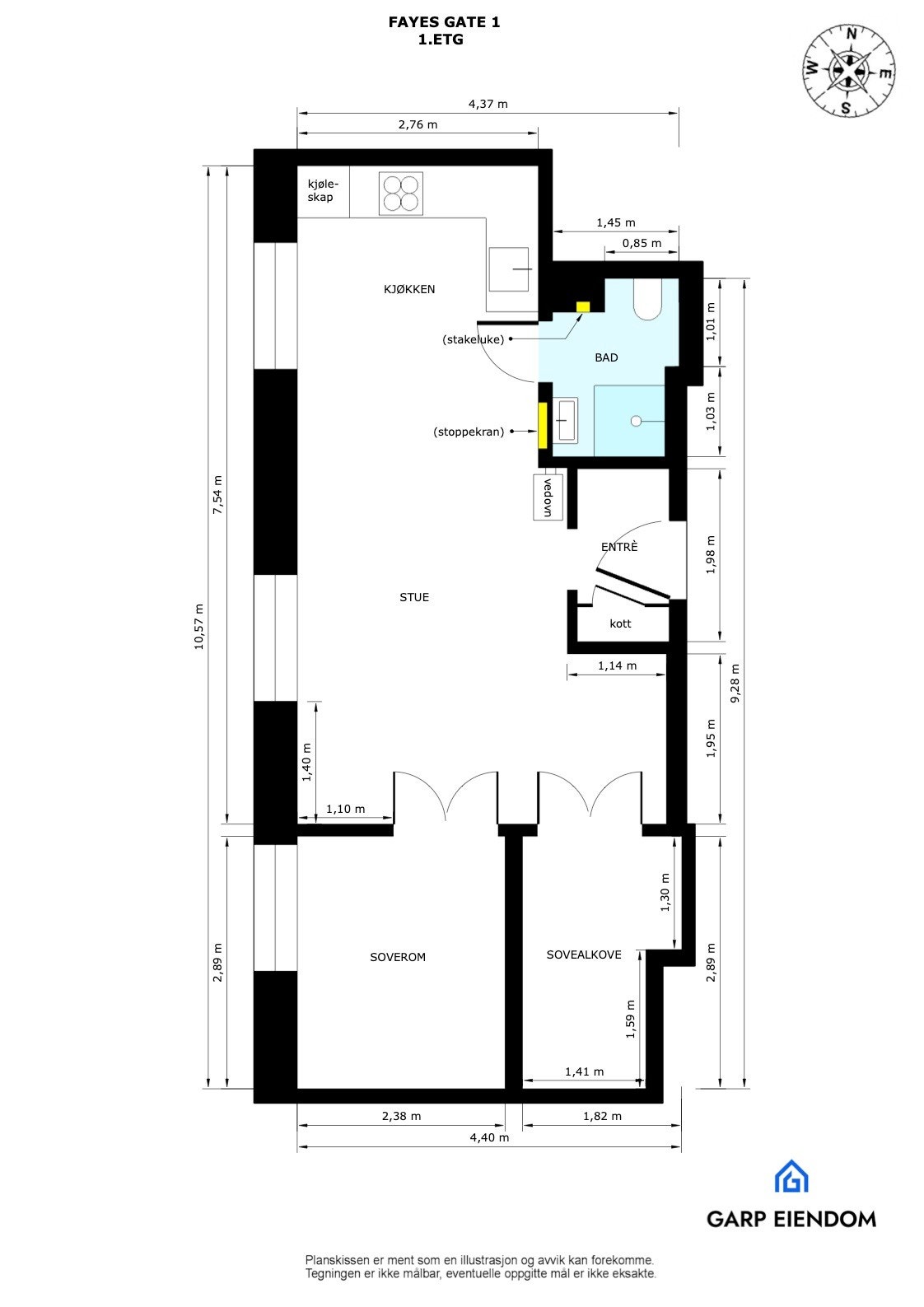 Plantegning - Fayes gate 1. Mulighet for ubygging mot kjeller, se vedtekter og kontakt styret for ytterligere informasjon Galleribilde