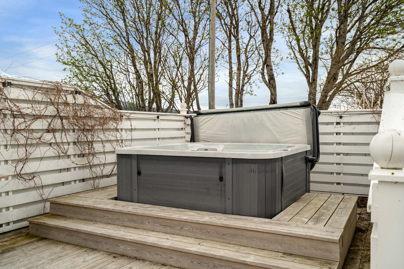 På terrassen er det en Jacuzzi med skjermet beliggenhet. Jacuzzien er fra Novitek og er nytt i 2017