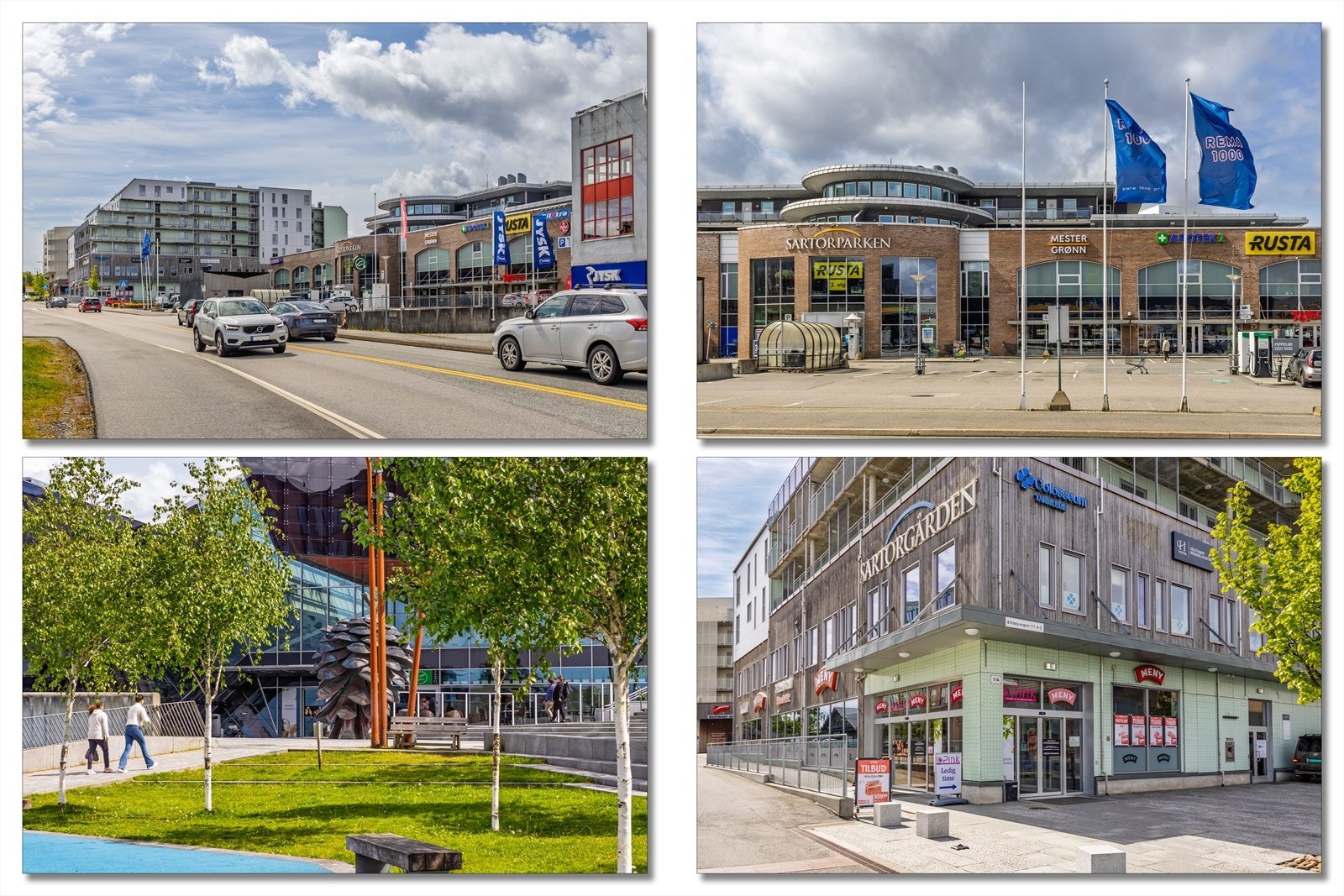 Sartor Senter har over 160 virksomheter som butikker, serveringssteder, kino og en rekke tjenester som tannlege og legesenter. Galleribilde