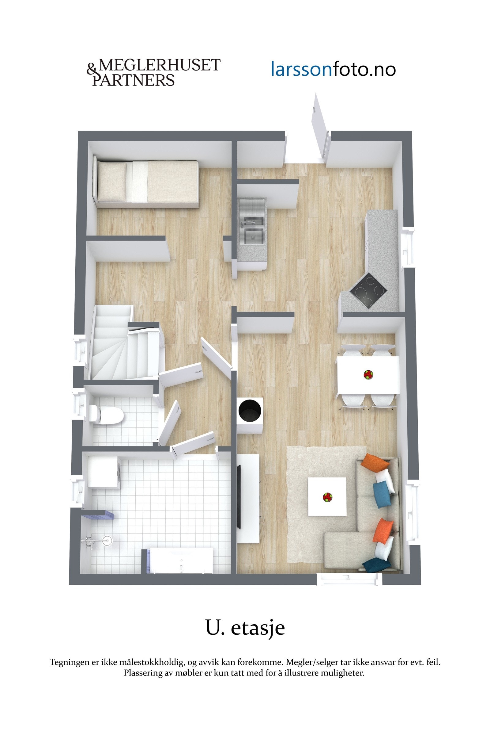 Planløsning underetasje (Innredet til hybel) Galleribilde