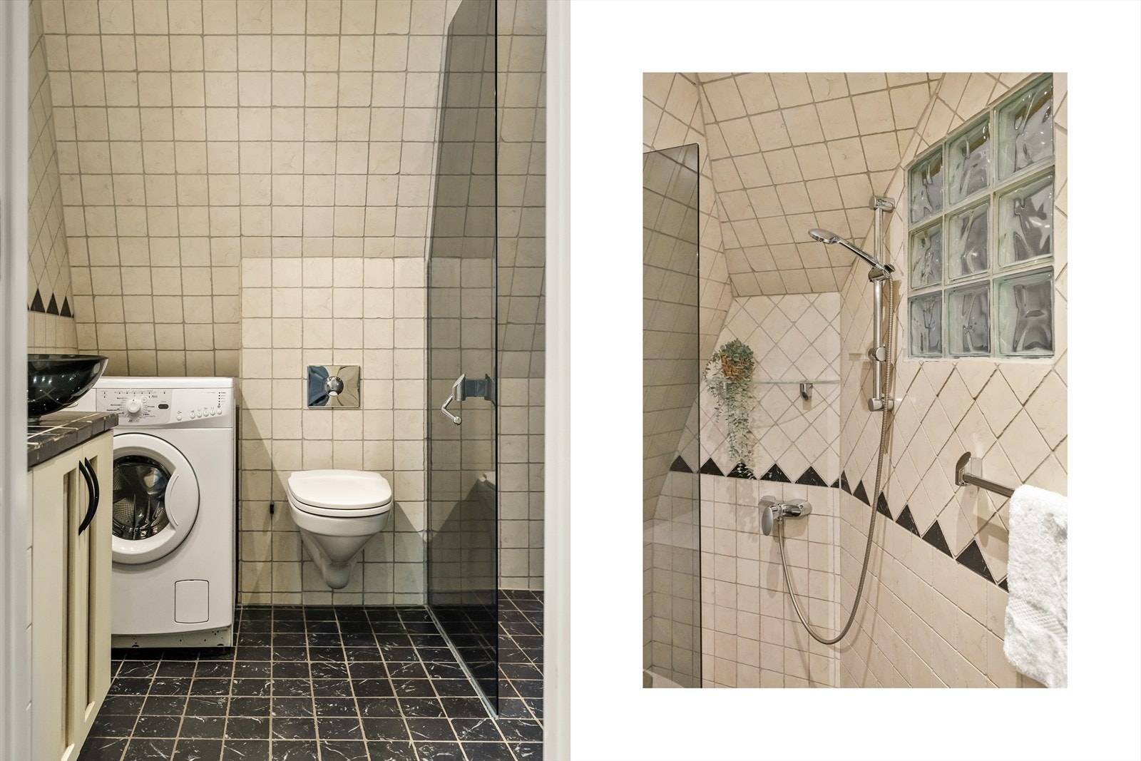 Det er plass til egen vaskemaskin/kombimaskin. Badet antatt oppusset i 2004 og fremstår velholdt. Galleribilde