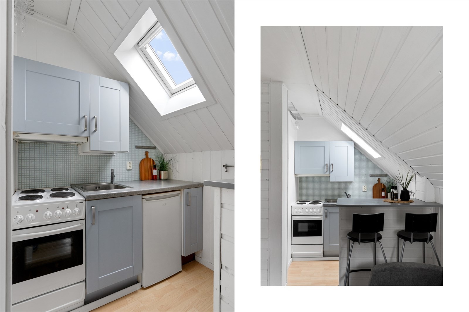 - Lekker kjøkkeninnredning med profilerte fronter og laminat benkeplate med nedfelt vask av stål - Galleribilde