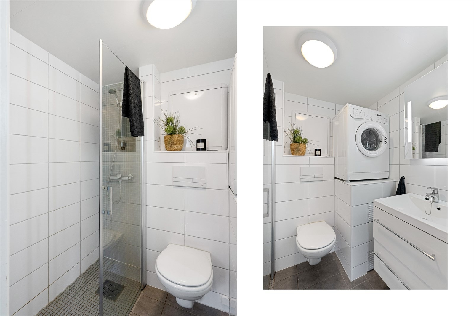 - Merk at baderommet er innredet med opplegg for vaskemaskin - Galleribilde