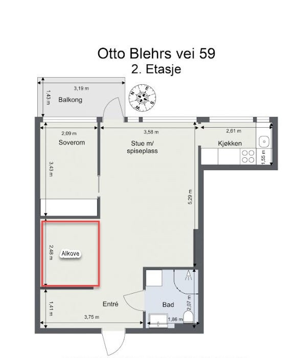 Alternativ planløsning med sovealkove. Galleribilde