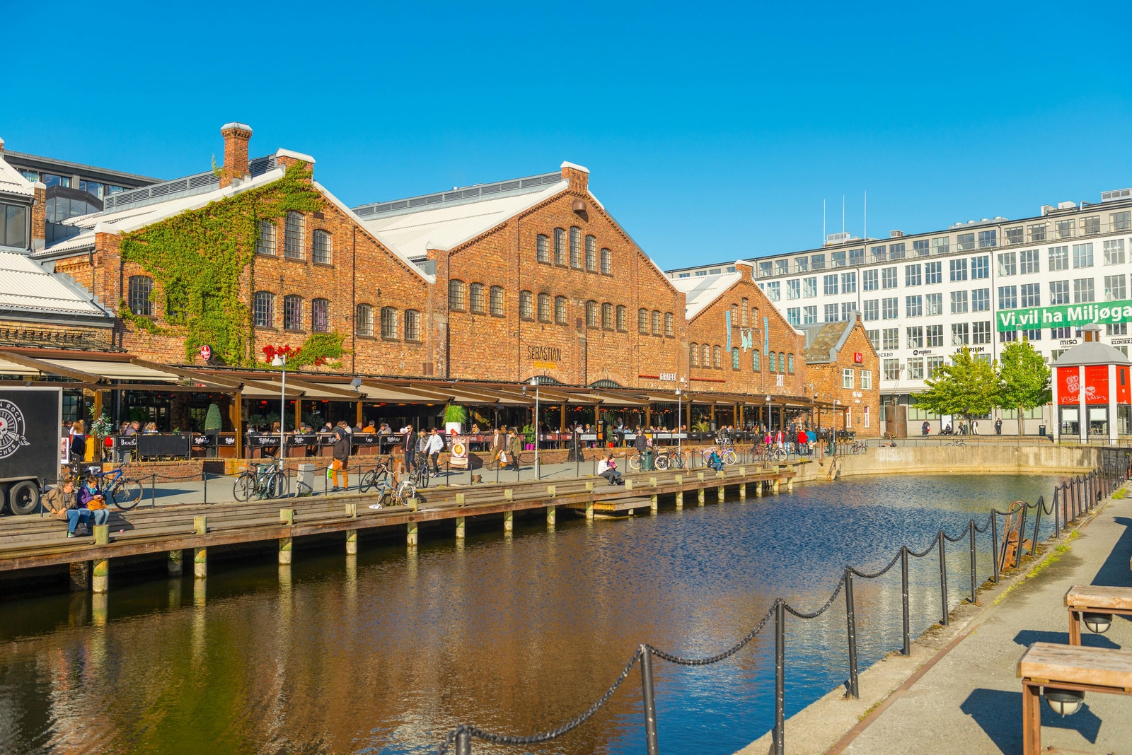Gangavstand til restaurantrekka på Solsiden. Galleribilde