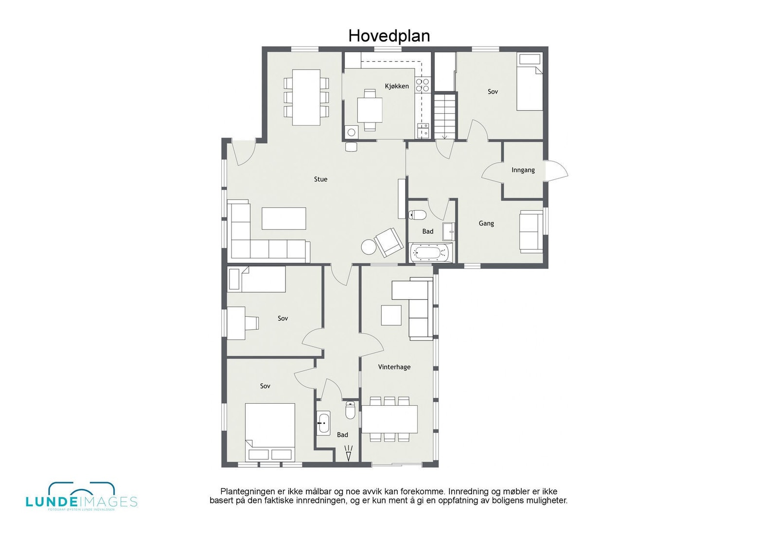 Planskisse hovedplan - ikke målbar - BRA-i 115 kvm. Galleribilde