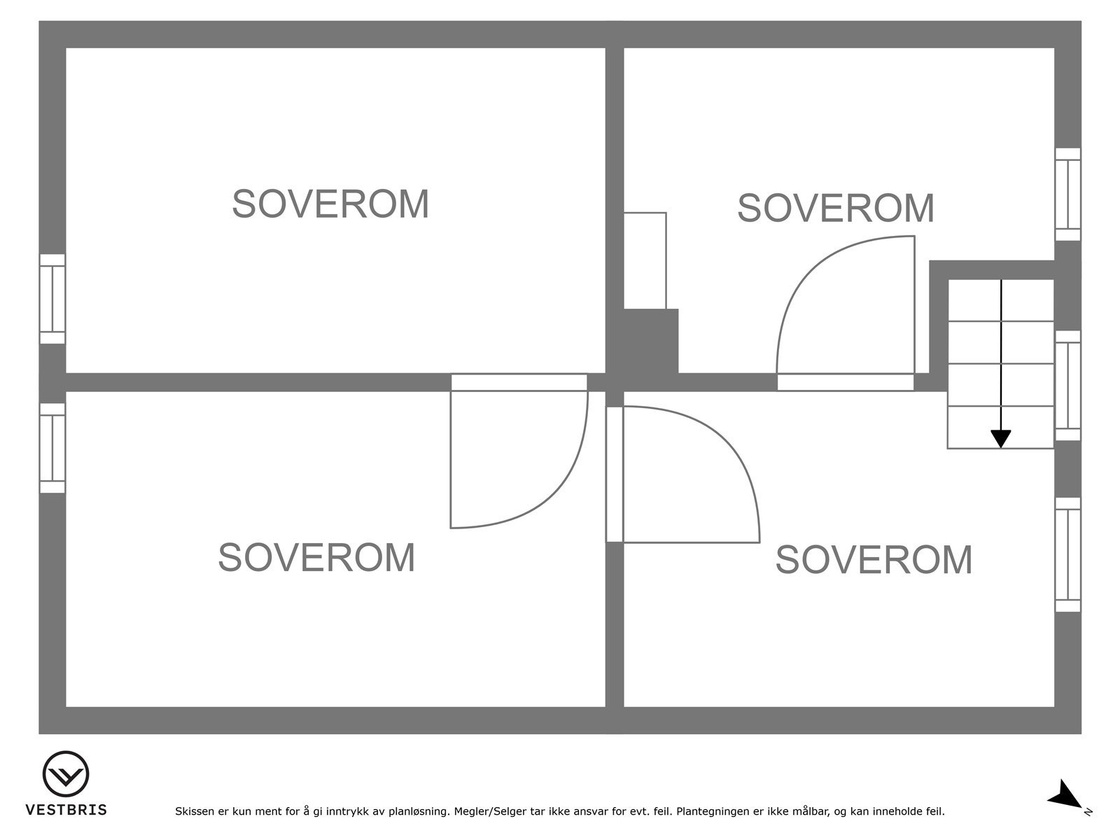 Plantegning av loftsetasjen. Galleribilde