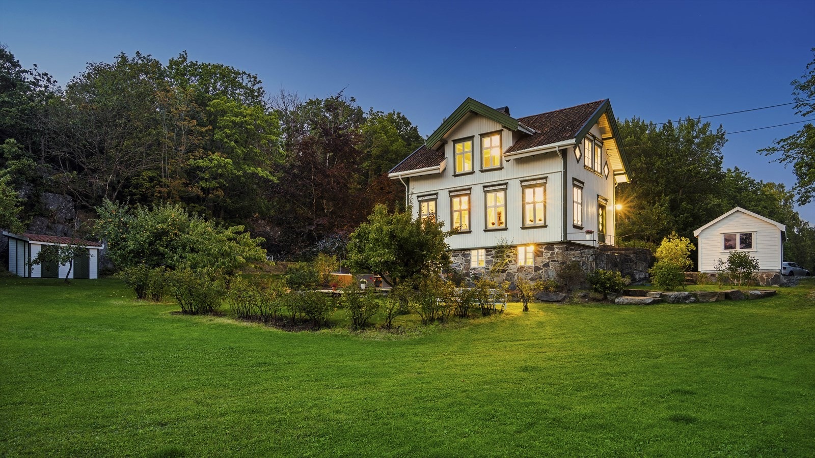 På tomten er det blant annet rips, ulike typer epler, plommer, pærer og druer Galleribilde