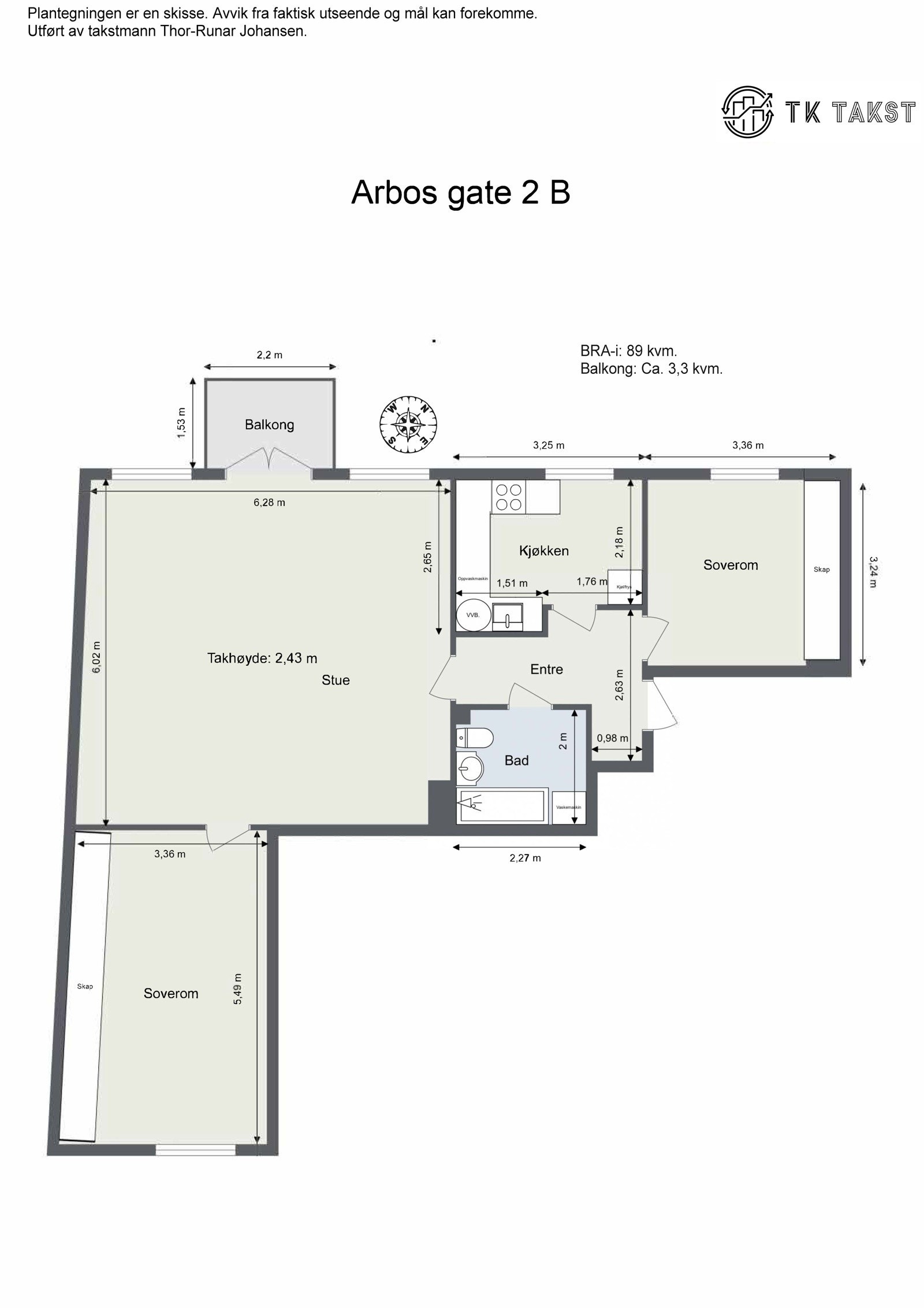 Plantegning Arbos gate 2 B Galleribilde