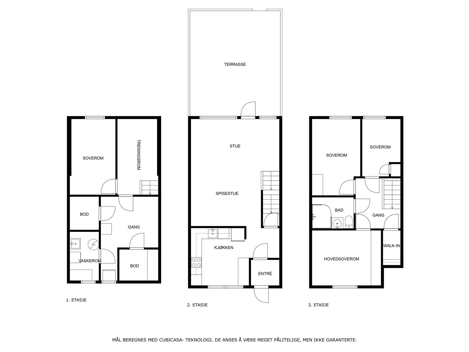 Plantegning over alle 3 etasjer Galleribilde