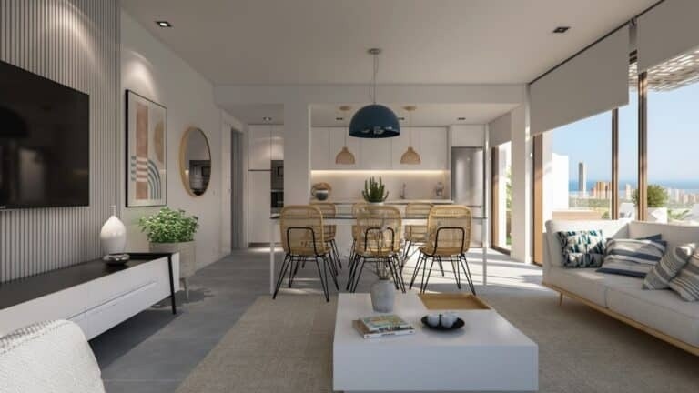 Stue med åpen kjøkken løsning. Galleribilde