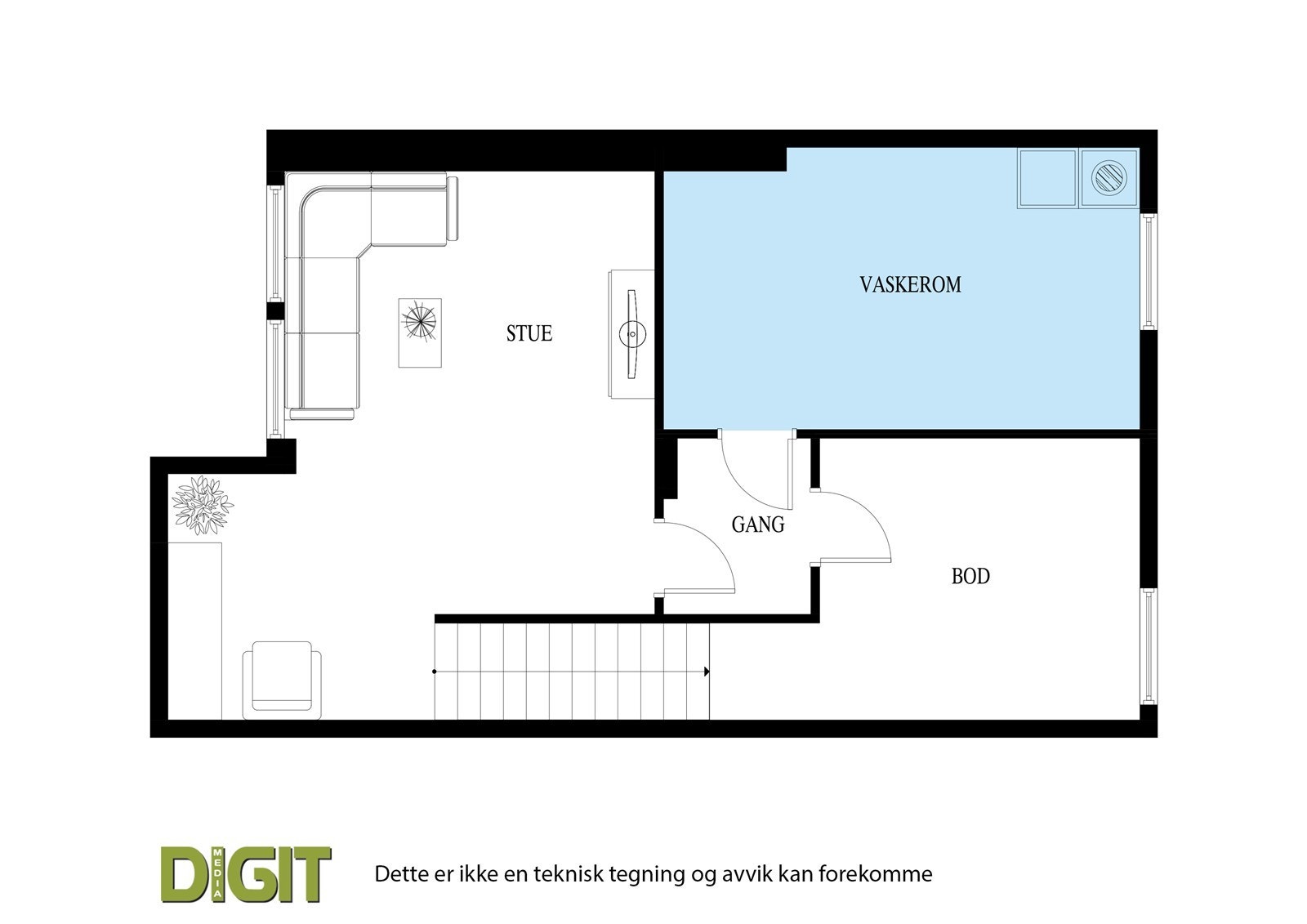 Plantegning kjeller etasje. Galleribilde