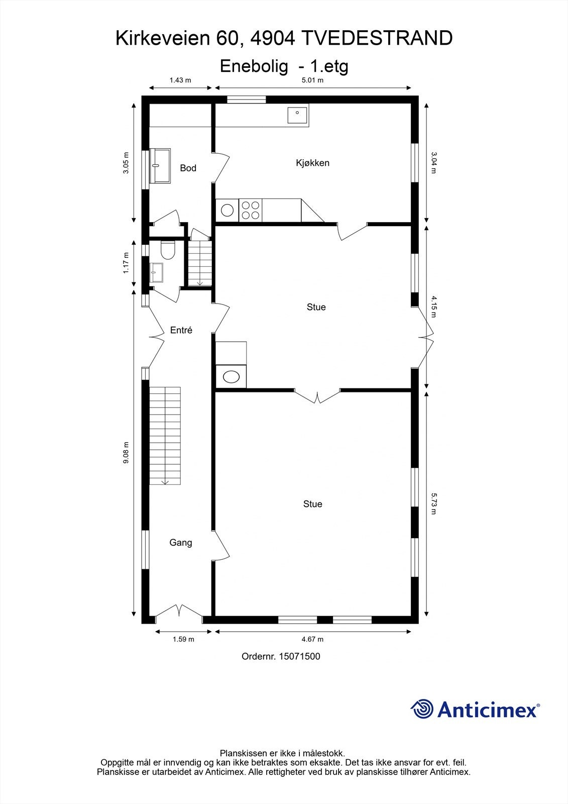 Plantegning 1. etasje Galleribilde
