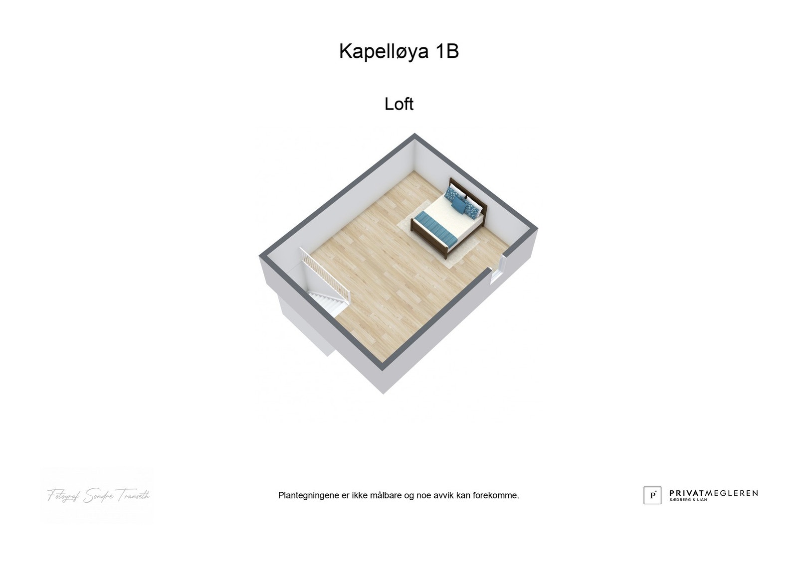 3D plantegning loftsetasje. - laget av fotograf Galleribilde