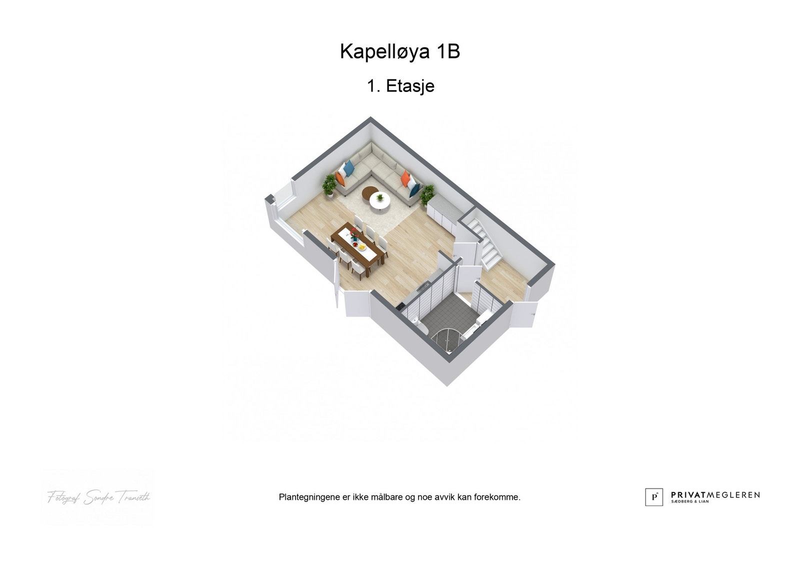 3D plantegning 1.etg - laget av fotograf Galleribilde