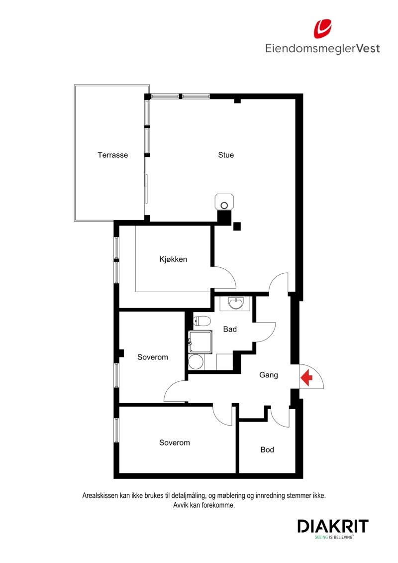 2D planskisse av leiligheten. Galleribilde