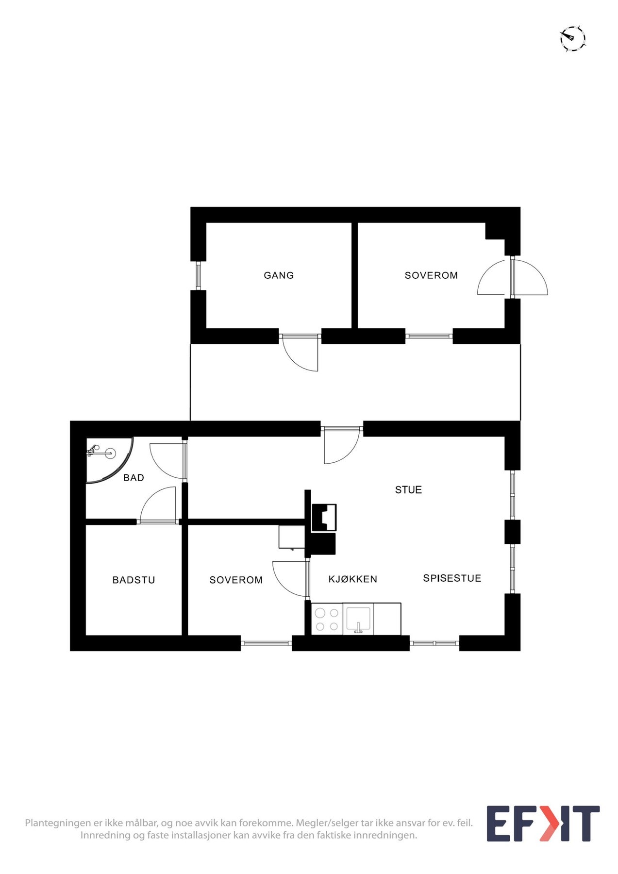 Plantegning anneks - som er som ei hytte, men går under definisjonen anneks. Her ser man at det også er en bod og et rom som nåværende eier har brukt som soverom i underrtasjen til hovedhytta. Rommet er ikke definert som soverom av oss. Galleribilde