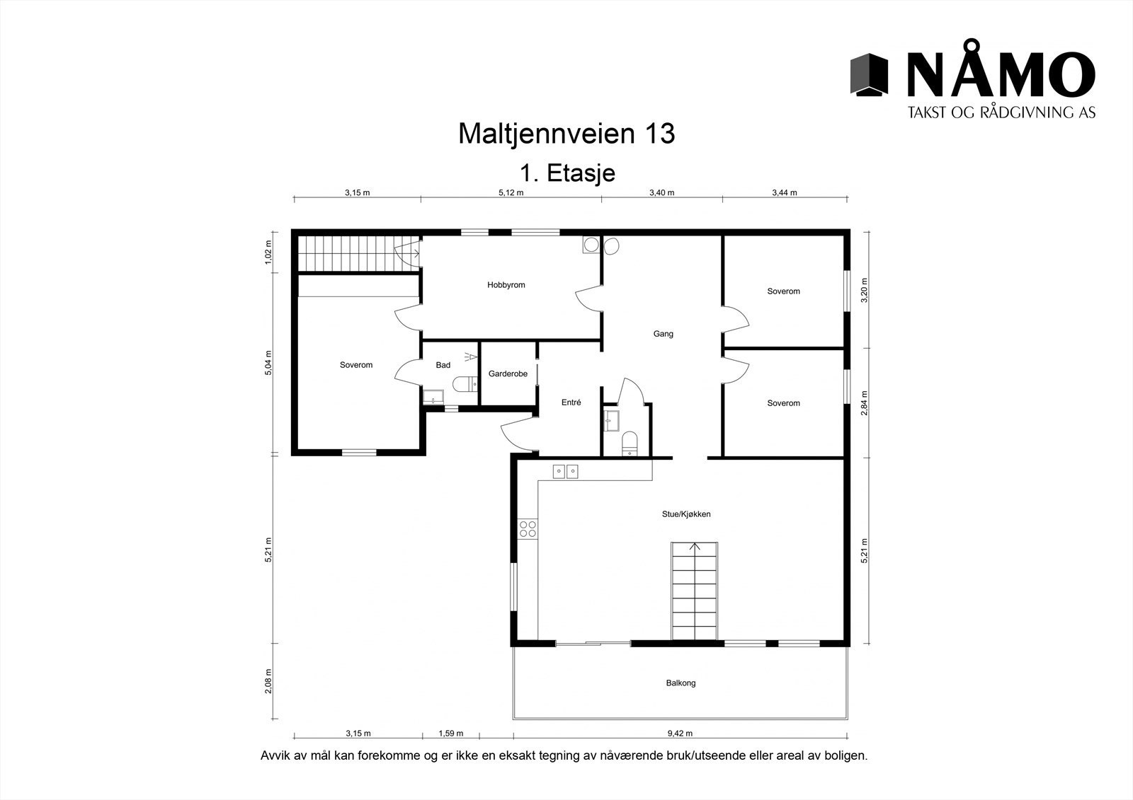 Plantegning 1. etasje - Maltjennveien 13 Galleribilde