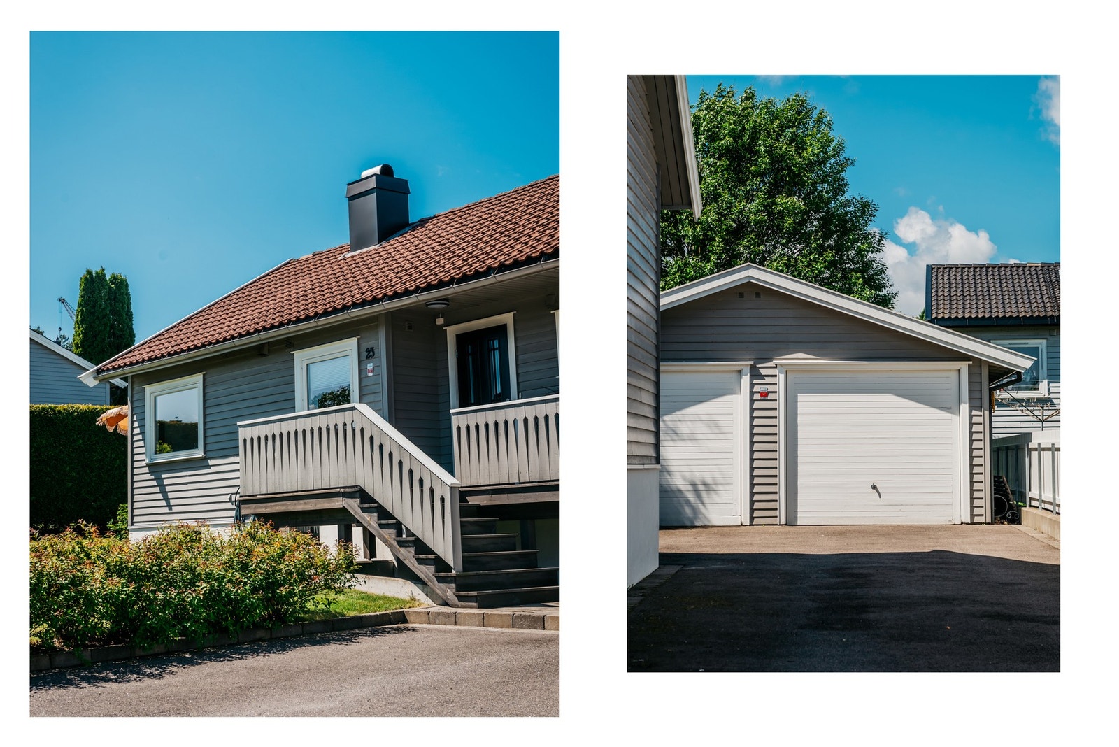 Velholdt bolig med pent opparbeidet tomt. Asfaltert gårdsplass og dobbelgarasje. Galleribilde