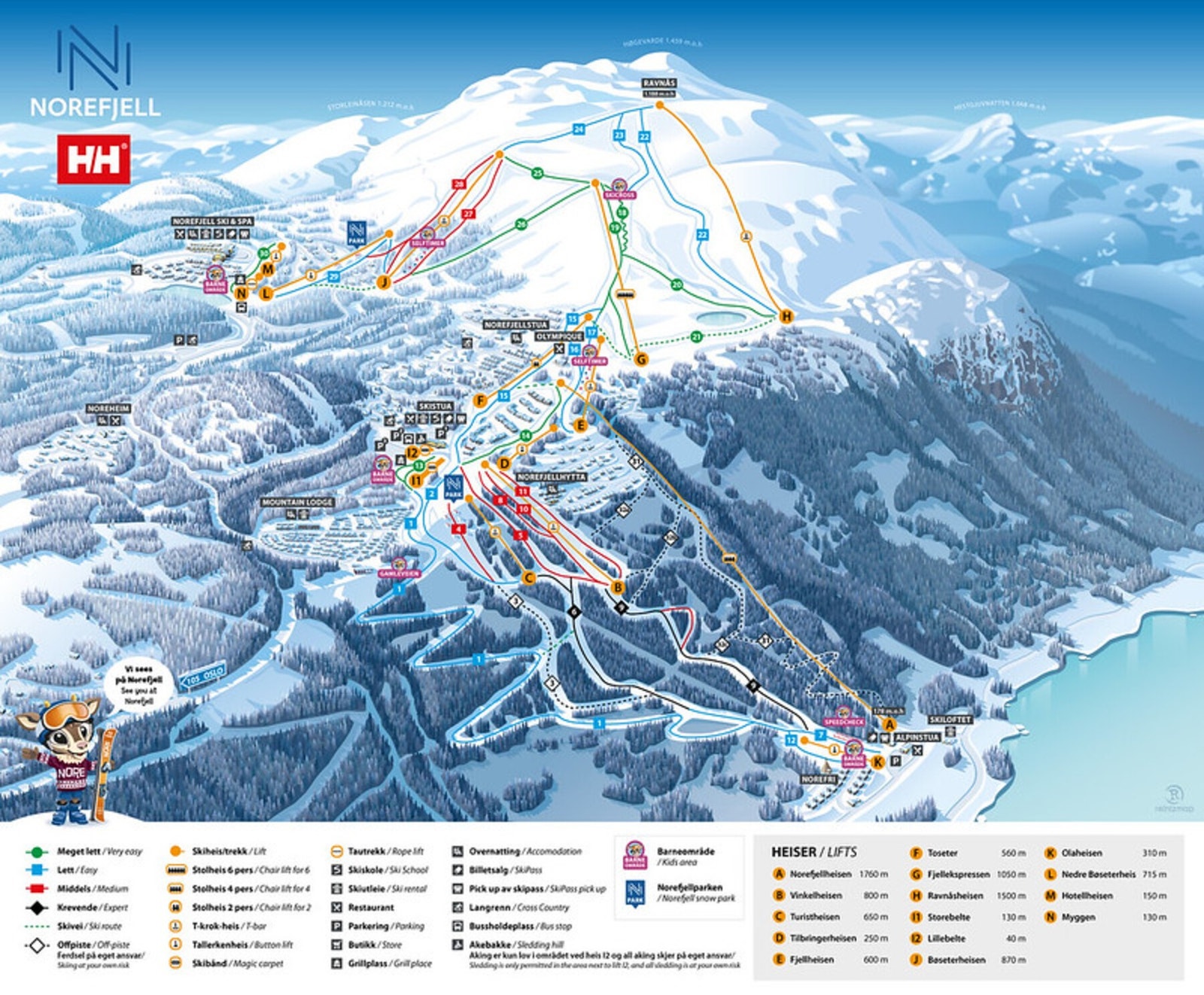 Løypekart for Norefjell Galleribilde