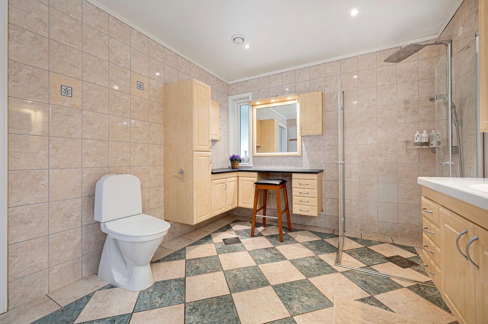 Rommet har dusj med dusjvegger og wc. Galleribilde