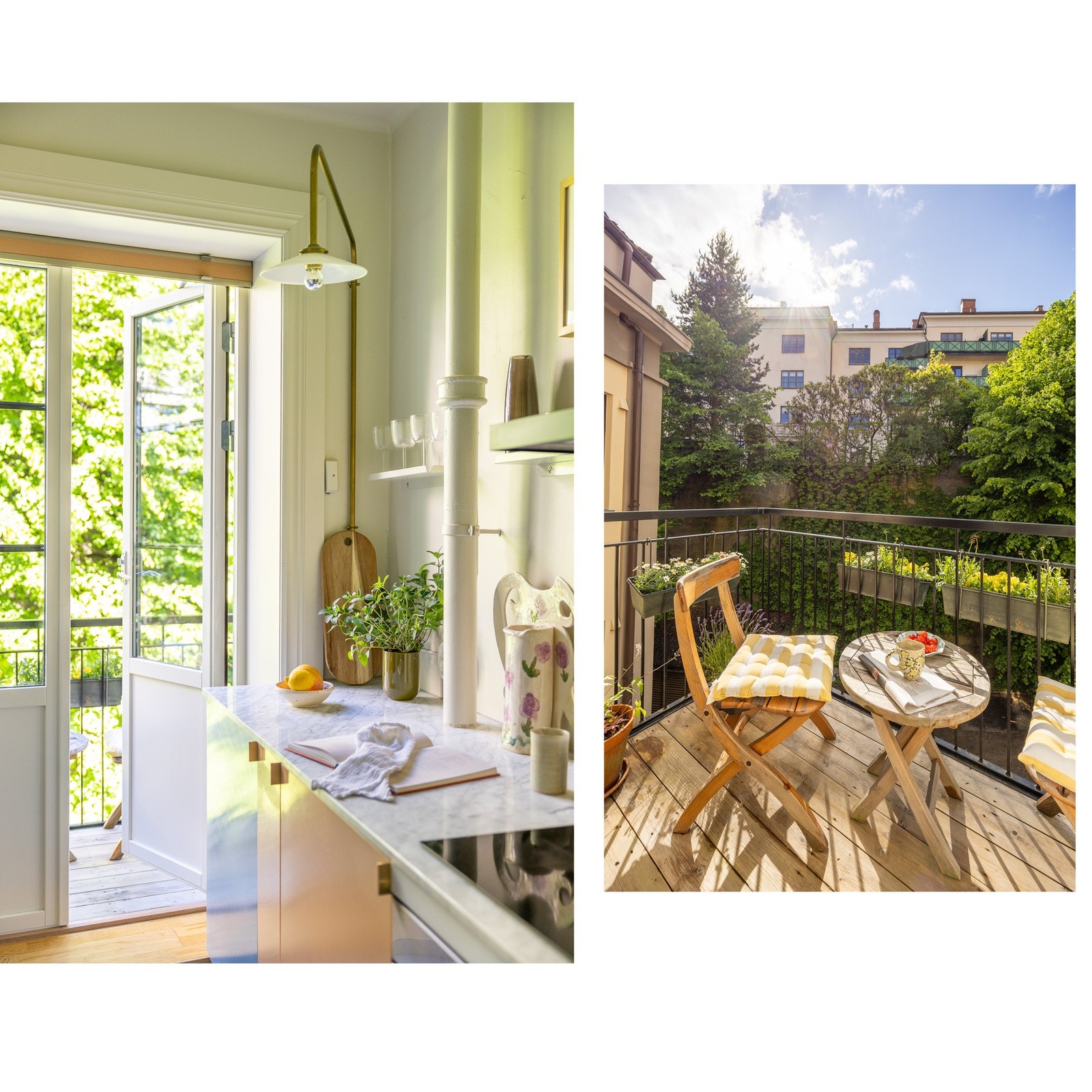 Kjøkkenet har et flott ettermiddagslys, og trærne utenfor lager herlig lysspill på veggene. Galleribilde