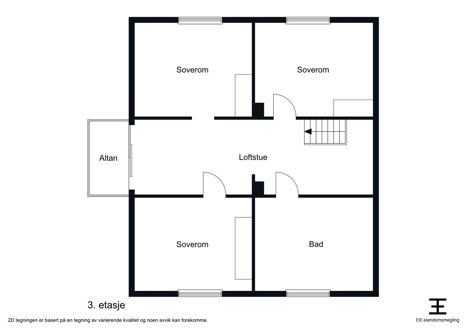 Plantegning - tredje etasje. Galleribilde