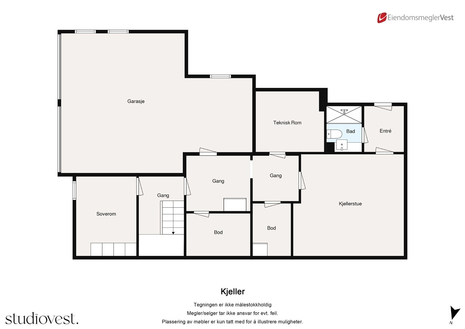 Planløsning: Kjeller. Galleribilde