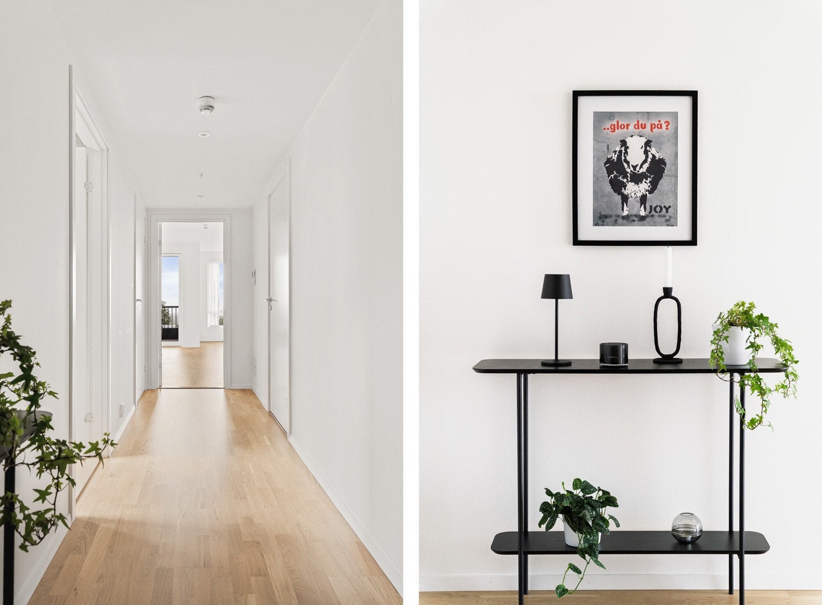 Mellomgangen tar deg inn til leilighetens to soverom og bad. Galleribilde